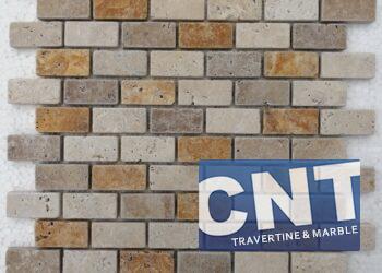 2.3x2.3x1 cm Tumbled Mix Mosaic Yellow Noche Light Travertine