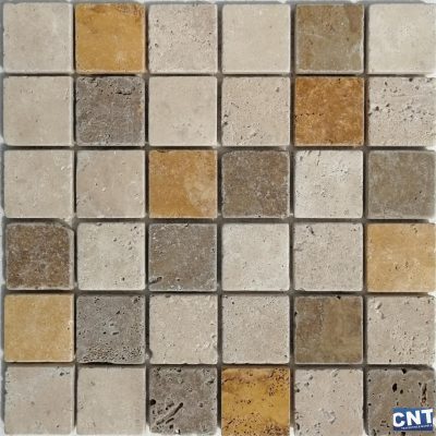 4.8x4.8x1 cm Mix Light Noche Yellow Tumbled Mosaic