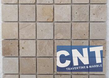 4.8x4.8x1cm Cls Light Tumbled Travertine Mosaic