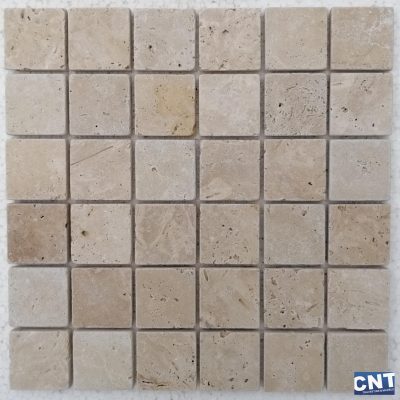 4.8x4.8x1cm Cls Light Tumbled Travertine Mosaic